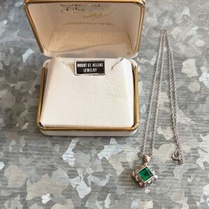 Mount St. Helens - Green Helenite stone Necklace. 9” chain